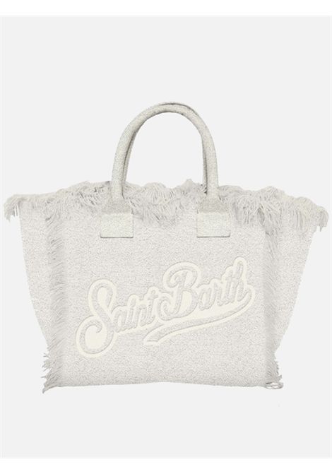 【MC2 SAINT BARTH】ホワイトフラワー バニティバッグ Cotton canvas Mini Vanity bag with flower patch print – MC2